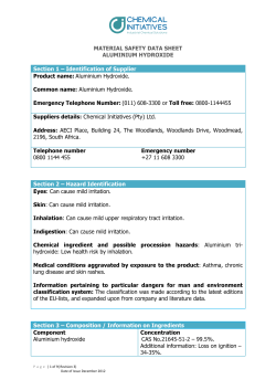 MATERIAL SAFETY DATA SHEET ALUMINIUM HYDROXIDE