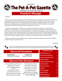 April - 2017 - Pet A Pet Club, Inc.