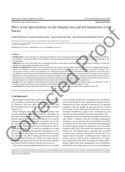 Effect of Job Specialization on the Hospital Stay