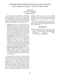 The Gas Mileage Game &ndash; A Policy Simulation