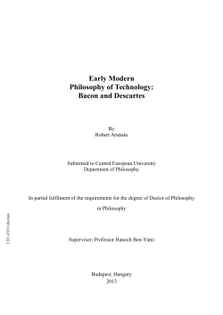 Early Modern Philosophy of Technology: Bacon and Descartes