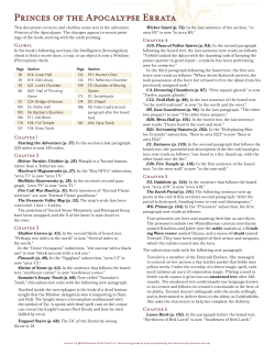 princes of the apocalypse errata
