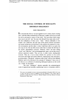 The Social Control of Sexuality: Odyssean Dialogics