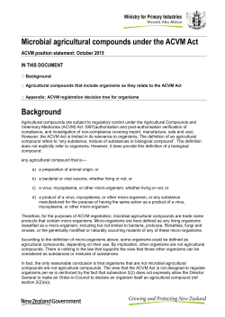 Microbial Agricultural Compounds under the ACVM Act