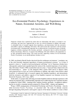 Eco-Existential Positive Psychology: Experiences in Nature