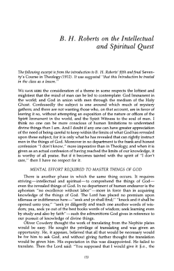 BH Roberts on the Intellectual and Spiritual Quest