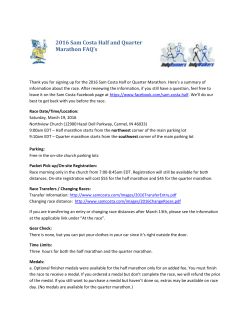 2016 Sam Costa Half and Quarter Marathon FAQ`s