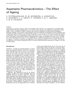 Aspartame Pharmacokinetics&mdash;The Effect of Ageing
