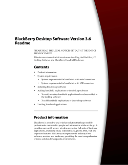 BlackBerry Desktop Software Version 3.6 Readme
