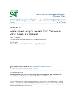 Geotechnical Lessons Learned from Mexico and