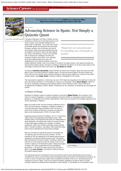 Advancing Science in Spain: Not Simply a Quixotic Quest