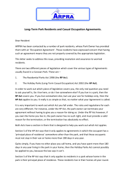 Long-Term Park Residents and Casual Occupation Agreements.