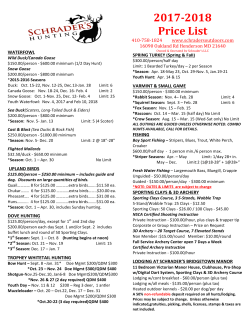 2017-2018 Price List