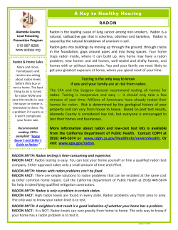 Radon Information Sheet - Alameda County Healthy Homes