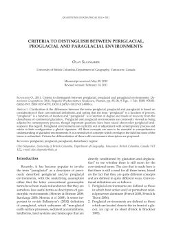 CRITERIA TO DISTINGUISH bETwEEN PERIGlACIAl, PROGlACIAl