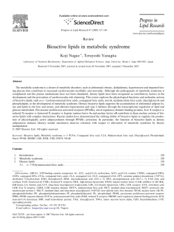 Bioactive lipids in metabolic syndrome