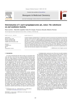 Determination of 1-aryl-4-propylpiperazine pKa values: The