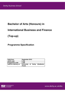 (Hons) International Business and Finance (Top up) Programme Spec