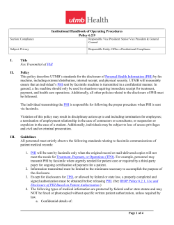 Fax Transmittal of PHI
