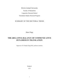(relative) balance of communicative dynamism in translation