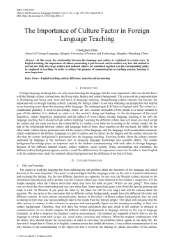 The Importance of Culture Factor in Foreign Language Teaching