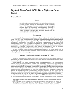 Payback Period and NPV: Their Different Cash Flows