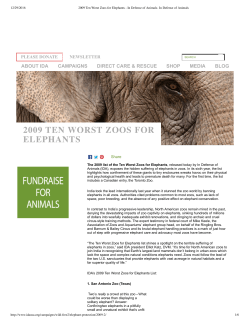 2009 Ten Worst Zoos for Elephants