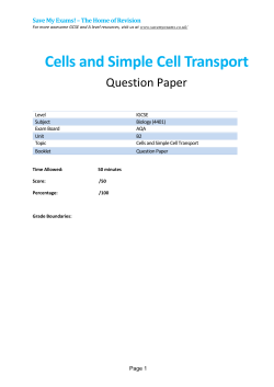 Cells and Simple Cell Transport