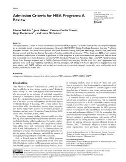 Admission Criteria for MBA Programs