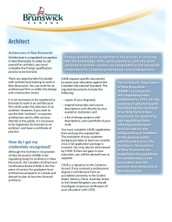 Architect - WelcomeNB.ca