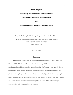 Final Report Inventory of Terrestrial Vertebrates at John Muir