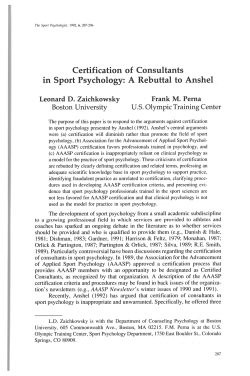 Certification of Consultants in Sport Psychology: A Rebuttal to Anshel