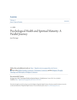 Psychological Health and Spiritual Maturity