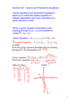 Section 8.6:ааVectors and Parametric Equations Vector equations