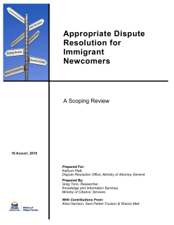 Appropriate Dispute Resolution for Immigrant Newcomers: A
