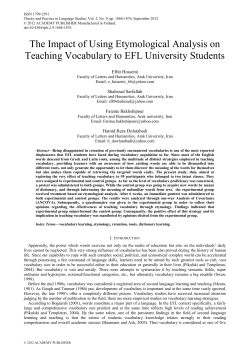 The Impact of Using Etymological Analysis on Teaching Vocabulary