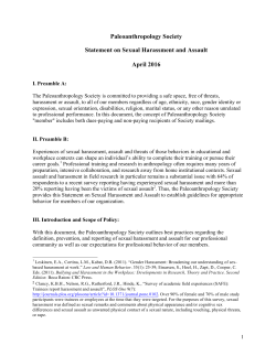 Paleoanthropology Society Statement on Sexual Harassment and
