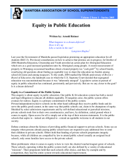 Equity in Public Education - Manitoba Education Research Network