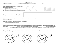 Energy from an Atom (pg 97) Light behaves like : speed of