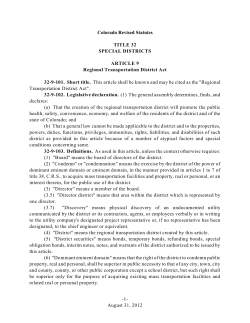 Colorado Revised Statutes TITLE 32 SPECIAL DISTRICTS