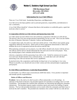 information for leo club officers - Walter E. Stebbins High School