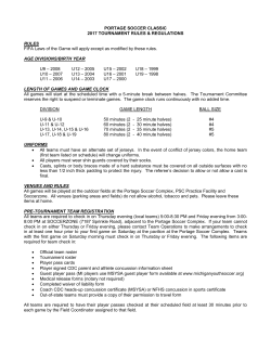 Tournament Rules - Portage Soccer Club