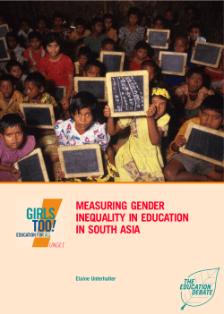 MEASURING GENDER INEQUALITY IN EDUCATION IN SOUTH ASIA