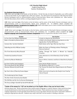 G.W. Hewlett High School English Department Summer Reading 2016