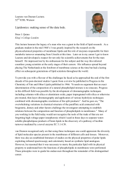 Laurens van Deenen Lecture