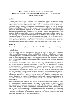 Abstract The cooperative movement in Poland has a long but difficult