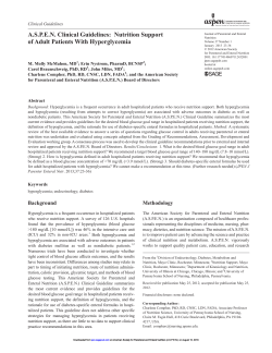 Nutrition Support of Adult Patients With Hyperglycemia