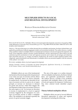 MULTIPLIER EFFECTS IN LOCAL AND REGIONAL DEVELOPMENT