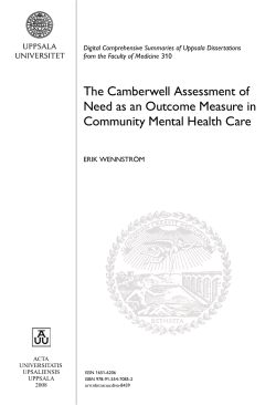 The Camberwell Assessment of Need as an Outcome Measure in