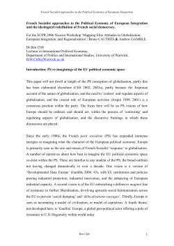 French Socialist approaches to the Political Economy of European